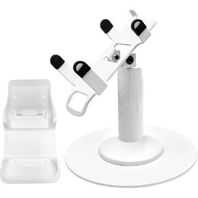 DCCStands Pax A920 7" Freestanding Swivel and Tilt Terminal Stand with L920 Charging Base and Round Plate, White