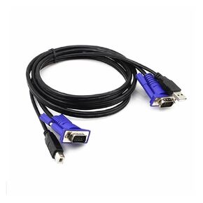 1.5M/3M 5/10FT Feet 2 in 1 USB 2.0 Type A to B 4Pin KVM Standard SVGA 15 Pin Switch Cable Fit Compatible PC Computer Printer Monitor(1.5M)