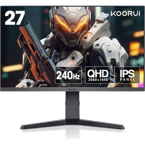 KOORUI 27 inch Gaming Monitor, WQHD (2560x1440) Computer Monitor, 240Hz, 1ms, AdaptiveSync Technology, HDR400, HDMI DisplayPort 2K Monitor, VESA Mountable, Tilt Adjustable, Eye Care, Black 27E3QK