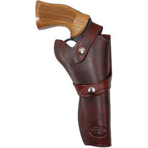Barsony New Burgundy Leather Western Style Gun Holster for 6 inch Revolvers