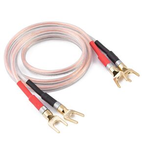 13AWG Y Plug Ultra-Pure OFCSpeaker Wire for Home Theater, Gold-Plated Connectors, Hi-Fi Audio Cable for Amplifier Subwoofer Surround Sound Systems 3.3FT