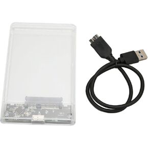 2.5in Transparent HDD Enclosure - High Speed USB 3.0, Portable Plug and Play for SATA SSD and HDD Up to 1000GB