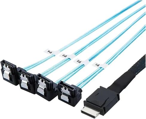 Premium-Quality OCuLink PCI-Express S-AS SFF-8611 4i to SATA 7P 90 Degree Server Hard Drive Adapter(100cm) in Kuwait