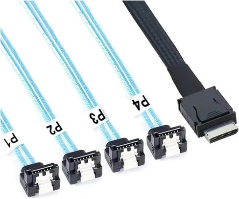 Premium-Quality OCuLink PCI-Express S-AS SFF-8611 4i to SATA 7P 90 Degree Server Hard Drive Adapter(100cm) in Kuwait