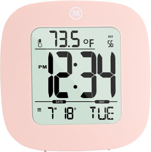 MARATHON Compact Alarm Clock with Temperature & Date, French Blue - Large, Easy to Read Display with Backlight - Easy to Set Up & Use - Two AAA Batteries Included in Saudi Arabia