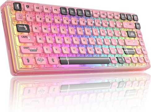 Blue Light Up Transparent Mechanical Keyboard,Light84 RGB Backlight Gaming Wired Keyboards with Crystal Switch and Sublimation PBT Capkeys,70% Percent E-Sports for Windows PC MAC (California Holiday) in Kuwait