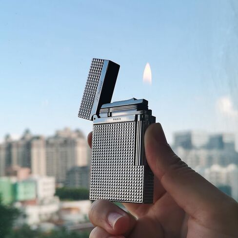 Classic Diamond Head Lighter, Ligne 2 Lighters, Adjustable Soft Flame, Ping Sound, Gift for Men Dad Boyfriend (Silver) in Saudi Arabia