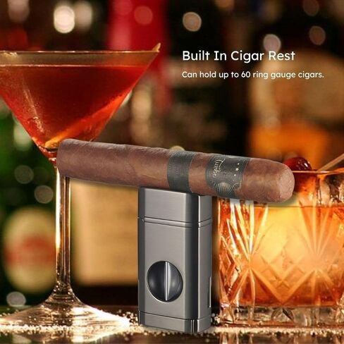 Visol Diablo Butane Torch Triple Flame Refillable Gas Lighter, Built in Cutter, Built in Holder, Windproof Adjustable Flame Lighter (Shipped Without Butane) (Gunmetal) in Kuwait