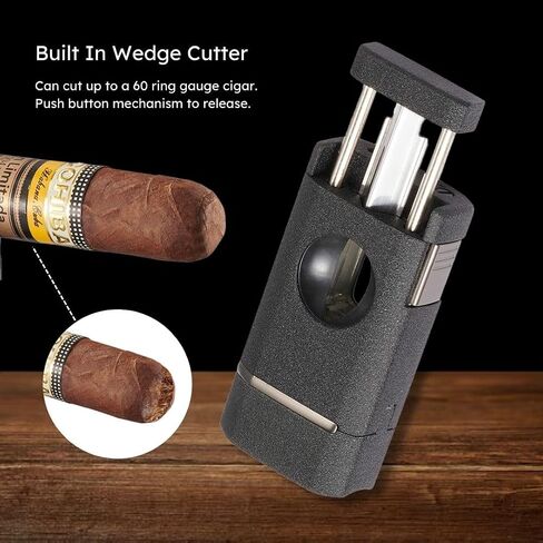 Visol Diablo Butane Torch Triple Flame Refillable Gas Lighter, Built in Cutter, Built in Holder, Windproof Adjustable Flame Lighter (Shipped Without Butane) (Gunmetal) in Kuwait