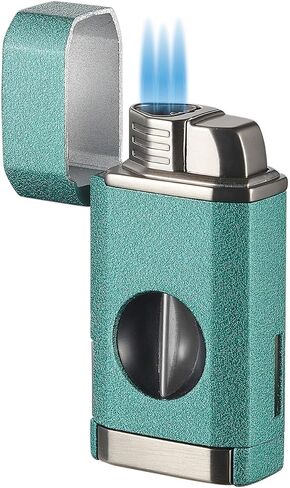 Visol Diablo Butane Torch Triple Flame Refillable Gas Lighter, Built in Cutter, Built in Holder, Windproof Adjustable Flame Lighter (Shipped Without Butane) (Gunmetal) in Kuwait
