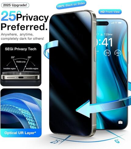 3 حزمة شاشة شاشة واقي + 2 عدسة الكاميرا 9H + الزجاج الغطاء الكامل لأجهزة iPhone 16 Pro Max Auto Adalment Kit 12ft Military Grade Ractrofling Anti Spy Turnest Dantipty 6.9 in Kuwait