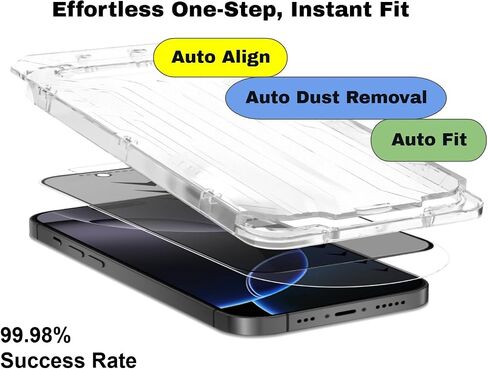 3 حزمة شاشة شاشة واقي + 2 عدسة الكاميرا 9H + الزجاج الغطاء الكامل لأجهزة iPhone 16 Pro Max Auto Adalment Kit 12ft Military Grade Ractrofling Anti Spy Turnest Dantipty 6.9 in Kuwait