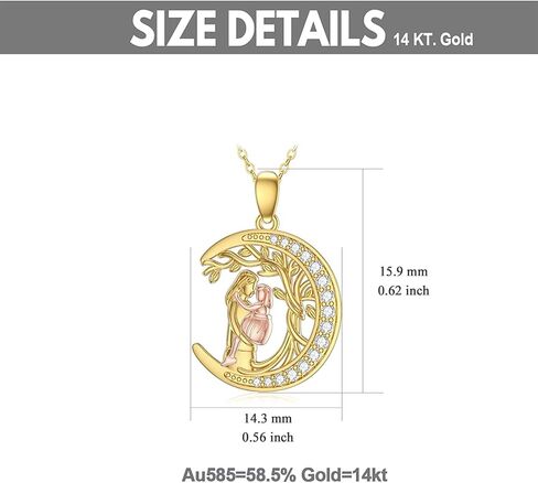 14K Mother and Daughter Necklaces for Women Real Gold Mom and Daughter Heart/Tree of Life Pendant Necklace 16"-18" in Kuwait