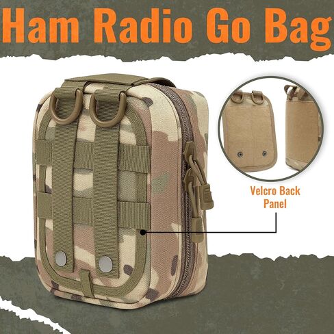 Ham Radio Go Bag in Green Color with Tear-Away Hook and Loop Back - Molle Compatible, Multi-Pocket Design for Radios, Cables, and Gear. Radio Bug Out Bag works as a Survival Radio Kit in Kuwait