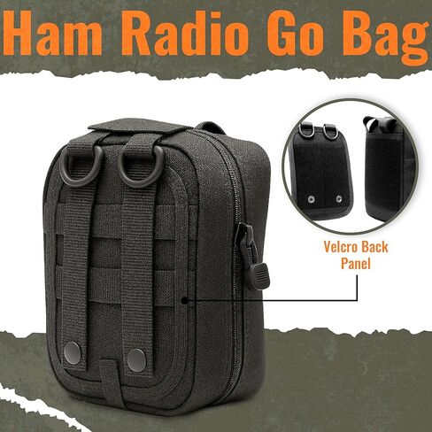 Ham Radio Go Bag in Green Color with Tear-Away Hook and Loop Back - Molle Compatible, Multi-Pocket Design for Radios, Cables, and Gear. Radio Bug Out Bag works as a Survival Radio Kit in Kuwait
