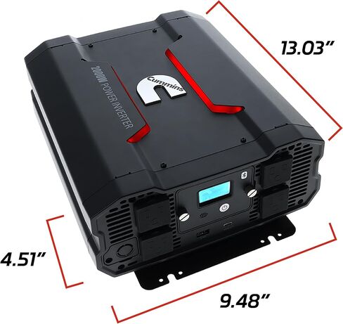 Cummins 2000 Watts Power Inverter Modified Sine Wave Truck Inverter 12 Volts to 110 Volts Four AC Outlets Two USB Ports (Plus Full Cable Kit) - CMN2000W - Inverters for Vehicles, Van Life, Camping in Saudi Arabia