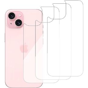 3 Pack Glass Back Screen Protector Compatible for iPhone 15 6.1-Inch [9H Hardness]-HD Back Tempered Glass, Scratch Resistant,Easy Install，Crystal Clear