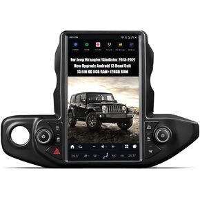 AuCar 2025 13.6" Android 13 Car Radio Head Unit for Jeep Wrangler/Gladiator 2018-2021 Accessories, Car Multimedia Video Player GPS Navigation Wireless Carplay Android Auto 8GB RAM 128GB ROM