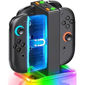 Charging Dock for Nintendo Switch 2 Joy-Con - 4 in 1 Magnetic Charging Dock with 7 Lighting Effects/Status Indicator Lights/3H Fast Charge, Charger Compatible with Switch 2 Joy-Con Controllers