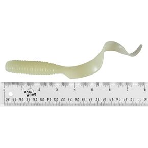 12pcs 8" (with Tail Extended) Curly Single Tail Perch Grub Lure 5 inch Scampi Soft Bait - Glow in The Dark