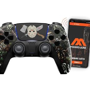 MODDEDZONE SMART Controller with FPS pack (Rapid Fire & more) Compatible with PS5 Custom Modded Controller for shooter games & more… (Scary Party)
