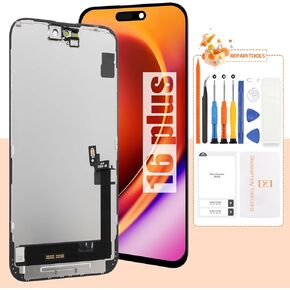 Incell Screen for iPhone 16 Plus Screen Replacement for iPhone 16 Plus LCD Screen A3290,A3082,A3289,A3291 3D Touch Display Digitizer Assembly Repair Parts(Black No Frame,Original Size