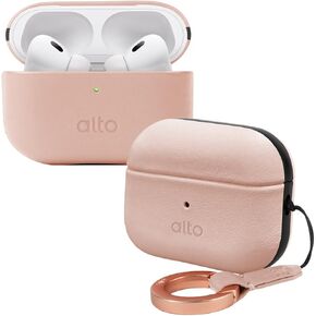 alto Case for AirPods Pro 2 with Keychain, Italian Leather Case Cover Compatible AirPods Pro 2nd Generation 2022 Women Men Protective Hard Shell Supports Wireless Charging LED Visible (Caramel Brown)