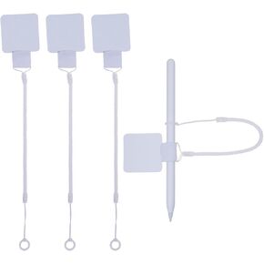 Mini Skater Plastic Elastic Tether Lanyard with Silicone Ring & Pen Loop Holder for Tethering Stylus Pen to Drawing Tablet, White (4)