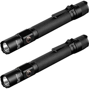 KunHe Ares 2 Pack Upgraded 350 Lumens Pen Flashlight Powered by 2 AA Batteries 3 Modes with Memory Functon Waterproof Super Bright Small Flash Light for Inspection Work Repair