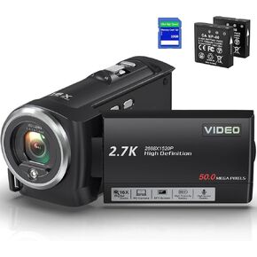 2.7K فيديو كاميرا كاميرا كاميرا الفيديو QHD 50MP Youtube Vlogging Camera 16x Clign Digital Zoom Caram