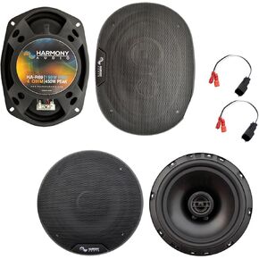 Harmony Audio R69 Compatible with Chevrolet Silverado 1500 2019-2023 Extenended + Crew Speaker Replacement Front and Rear Car Audio Kit Bundle with Harness