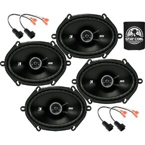 KICKER Speakers 6X8 inch for Ford Mustang 2005-2014 Upgrade Kit - 4 Pack of DS Series with Harness, Coaxial Car Audio Front Door and Rear Side Panel Speaker DSC680, 43DSC6804