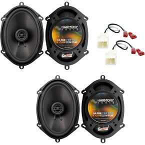 Harmony Audio R68 Compatible with Ford Ranger 1993-1994 Speaker Replacement Front and Rear Car Audio Kit Bundle with Harness