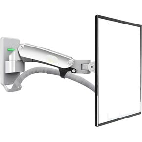 F120 17-27 Inch Gas Spring Full Motion TV Wall Mount LCD Monitor Stand Aluminum Arm Stand Silver Black(Silver Grey)