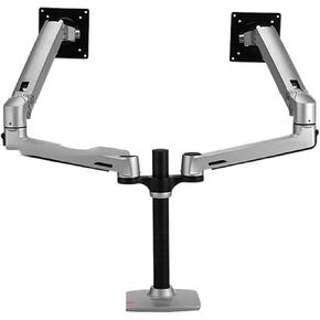 DL-8012II-D Aluminum Clamp 17-38" Double LCD Monitor Bracket Table Holder Mechanical Spring Arm Notebook 2 Arms 3-11KG(3-11kg 300mm Silver)