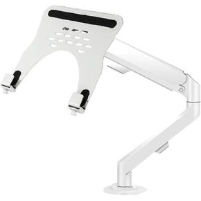 Monitor Mount Laptop Arm Mount for Desk Holds 4.4-19.8lbs, 2 in 1 Adjustable Gas Spring Arm Single Monitor Desk Mount with Tray for 17"-30" Screens or 10"-16" Laptops Monitor Stand(White) (White)
