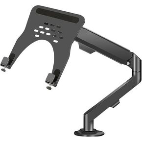Monitor Mount Laptop Arm Mount for Desk Holds 4.4-19.8lbs, 2 in 1 Adjustable Gas Spring Arm Single Monitor Desk Mount with Tray for 17"-30" Screens or 10"-16" Laptops Monitor Stand(White) (Black)