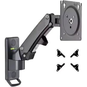 F120 17-27 Inch Gas Spring TV Wall Mount Bracket LCD Monitor Stand Aluminum Arm Bracket 360 Degree Rotation(Matte with Adaptor)