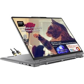 Lenovo Yoga 7 2-in-1 14" 2K Laptop, 14" WUXGA IPS 60Hz Touch, AMD Ryzen 5 8640HS, 8GB RAM, 512GB SSD, Backlit KB, Fingerprint, Wi-Fi6, Win11 Pro Office Lifetime License, + HDMI Cable, W/GaLiMu