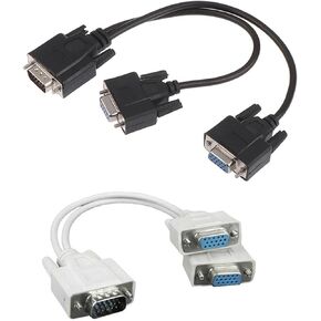 15Pin Male to 2 Svga Female Adapter Splitter Video Monitor Cable