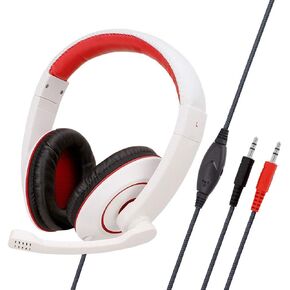 Comfortable Soft Cloth Earmuffs and Adjustable Gaming Headset Office Gaming Headset with Microphone Surround Sound High-Fidelity Stereo Gaming Headset Compatible Gaming Headset (White A)