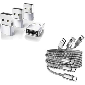 Elebase 4 Pack USB to USB C Adapter and 3 Pack USB Type C Charger Cable for Apple iPhone 12 13 14 15,iPad 8 8th 9 9th 10 10th Air 4th 5 5th Mini 6 Generation,Samsung Galaxy Z Flip Fold S23
