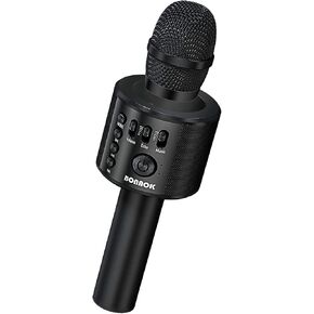 Bonaok Wireless Bluetooth Microphone الكاريوكي ، 3 في 1 محمولة كاريوكي ميكروفون ميكروفون ميكرات عيد ميلاد المنزل لجميع أجهزة الكمبيوتر الذكية (Q37 Rose Gold) in Saudi Arabia