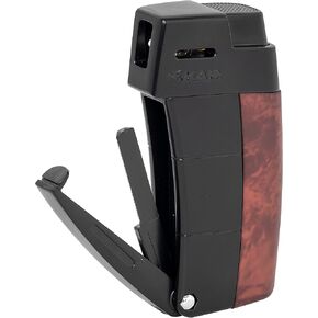 Xikar Resource II Angled Soft Flame Lighter Exotic Burl Wood Designed for The Refined Pipe Smoker Includes Built in Tamper Scraper Pipe Smoking Tobacco