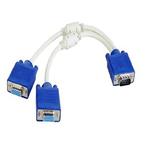 15 Pin SVGA Male to 2 Dual Female Y Splitter Adapter Two Ports Monitor Cable Compatible with The PC Monitor Projector TV Multimedia