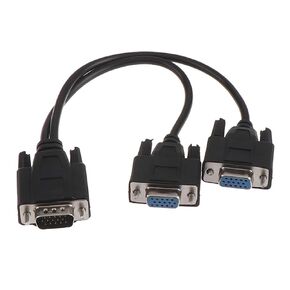 15Pin Male to 2 Svga Female Adapter Splitter Video Monitor Cable