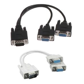 15Pin Male to 2 Svga Female Adapter Splitter Video Monitor Cable Black Random Color