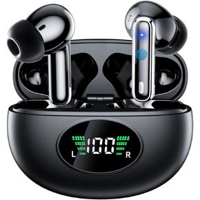 Wireless Earphones, Bluetooth Earphones, in Ear Earbuds with bass, LED Display Screen, IPX7 Waterproof，Compatible with iOS/Android Systems