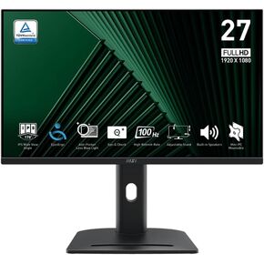 MSI PRO MP275PG 27-inch IPS 1920 x 1080 (FHD) Computer Monitor, 100Hz, Adaptive-Synch, HDMI, Display Port, VESA Mountable, Tilt, Height Adjustable,Speaker, 1ms, Black