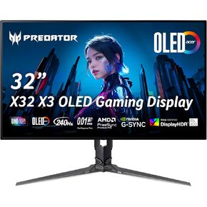 Acer Predator X32 X3 | 31.5" UHD 3840x2160 OLED Gaming Monitor | AMD FreeSync Premium Pro | 480Hz at 1920 x 1080 (DFR) | Up to 0.01ms | 1000nits @ HDR 3% | (Renewed)